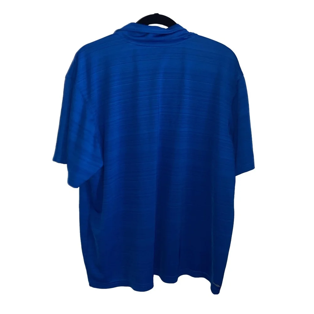 Men's Adidas Polo Golf Shirt Blue with Green Logo Climalite Material Size XL
